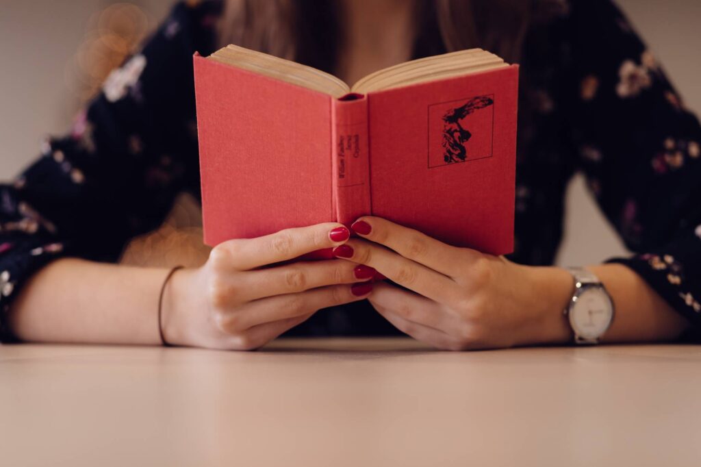 older child reading book